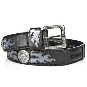 New Rock Flames Leather Belt Goth Moto Punk 29-33